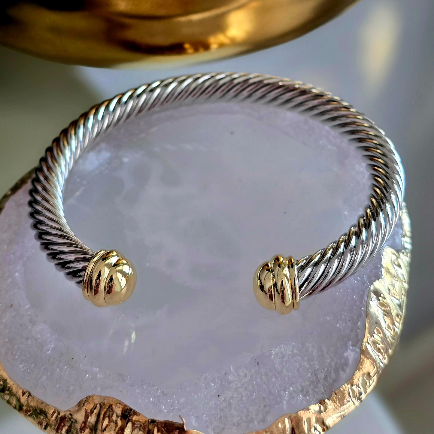 Cable Cuff Bracelet - Two tone