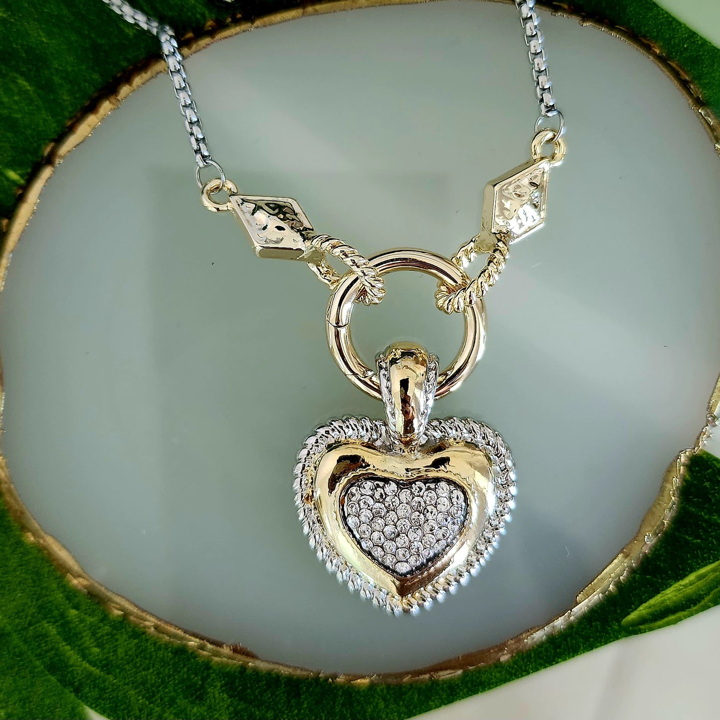 Pave Heart Pendant Necklace