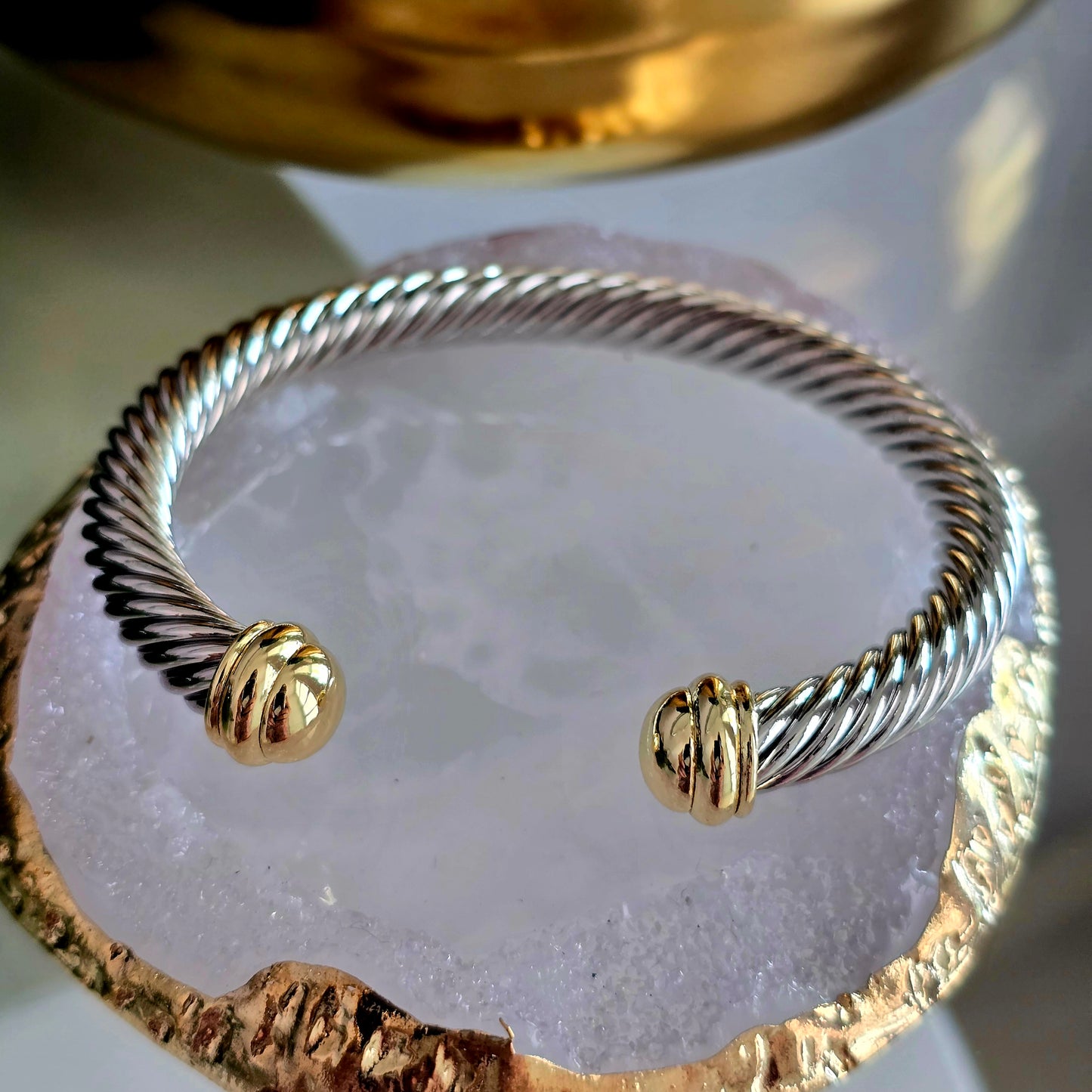 Cable Cuff Bracelet - Two tone